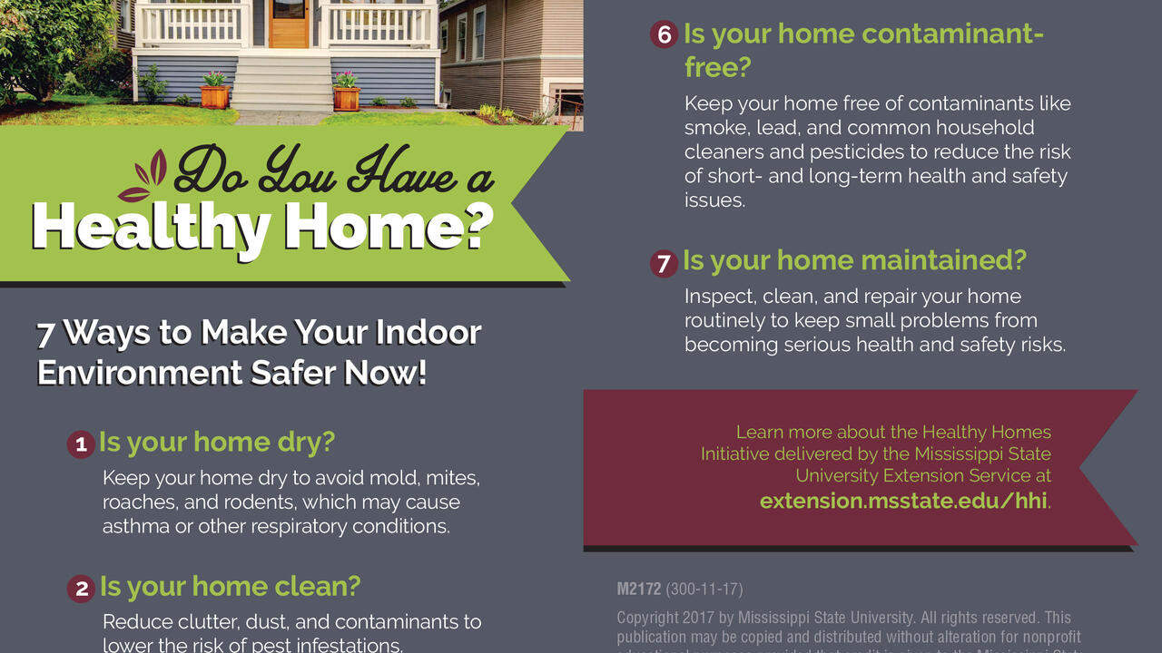 Photo of a gray and white Craftsman style house illustrates a list of seven tips for making homes healthier. 
