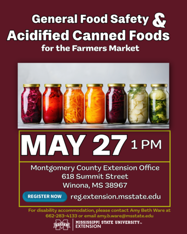 Montgomery County Extension Office General Food Safety & Acidified Canned Foods Workshop Promotional Flyer