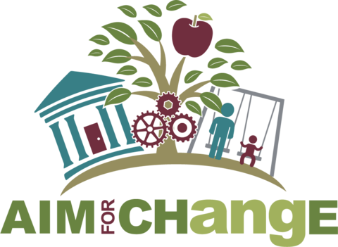 Aim for Change logo.