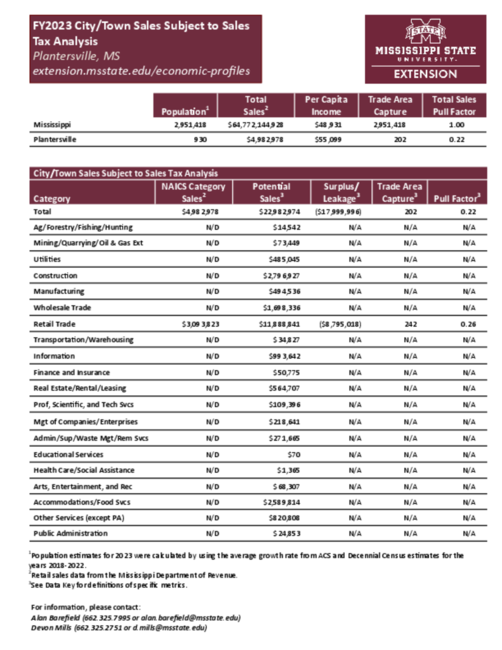 Preview of Plantersville_city_retail_analysis